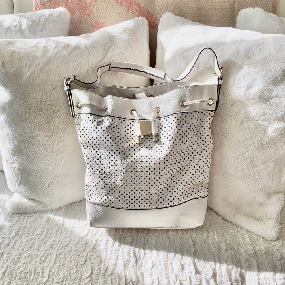 Bucket bag beauty with laser cut detailing